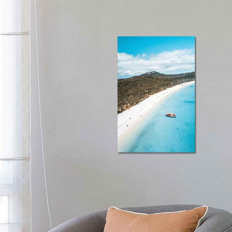 Highland Dunes Blue Water White Sand Island Beach Aerial Wayfair.co.uk